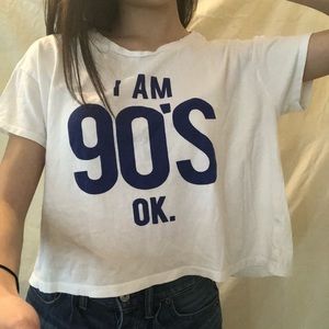 💗white ZARA “I am 90’s OK.” Crop top💗